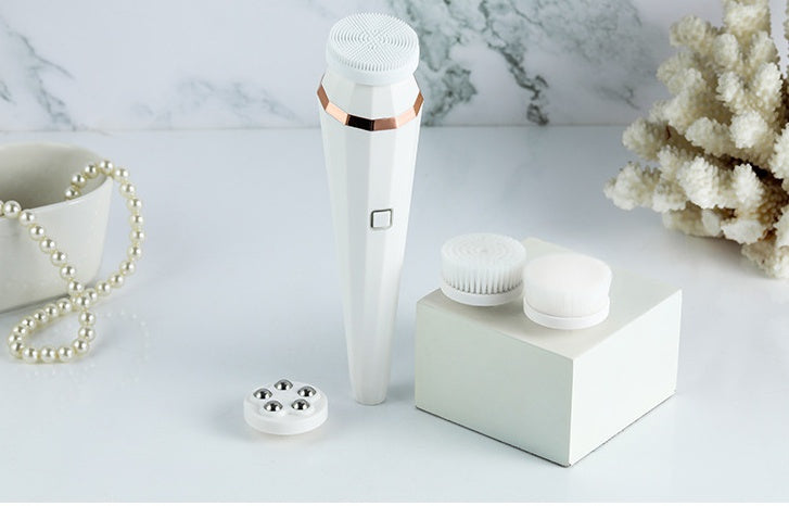 4 In 1 USB Rechargeable Electric Facial Cleansing Brush Soft Skin Care Portable Massager Face Brush Deep Cleaning Device - Foreverfly