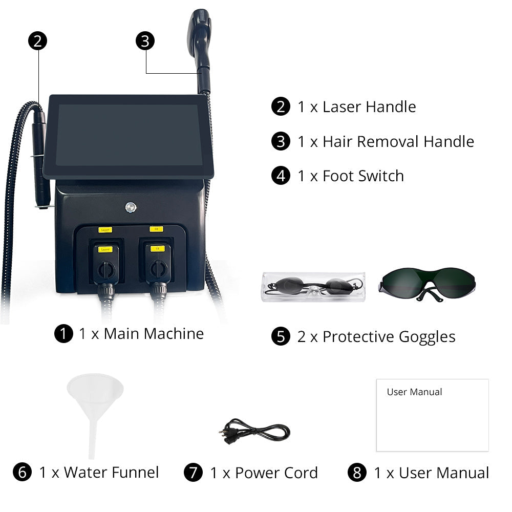 2 In 1 Pro Laser Hair Removal Machine For Hair Tattoo Removal Skin Rejuvenation - Foreverfly